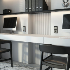 Розетка с заземлением, шторками и USB тип A+C (дымчатый) W1271704