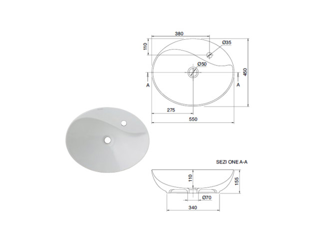 Раковина накладная Scarabeo MOAI 8610