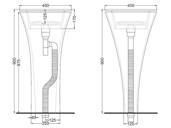 Колонна для раковины с сифоном CIELO AMEDEO AMCOLT CA