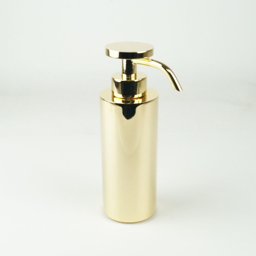 Surya Metall, круглый металлический дозатор 5х5хh17 см с помпой V6, цвет золото