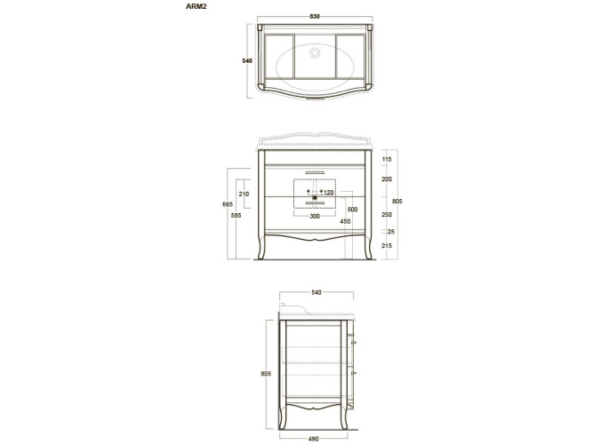 Тумба напольная под раковину SIMAS ARCADE ARM2 bianco