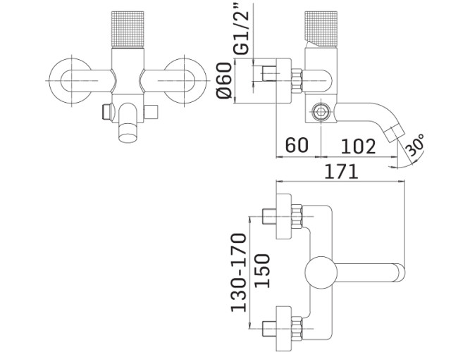 Смеситель для ванны с душевым гарнитуром MAMOLI PICO LUX 1380PG11B021
