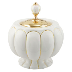 Баночка h12xD16 см, керамика белая с золотым декором, золото Migliore Olivia