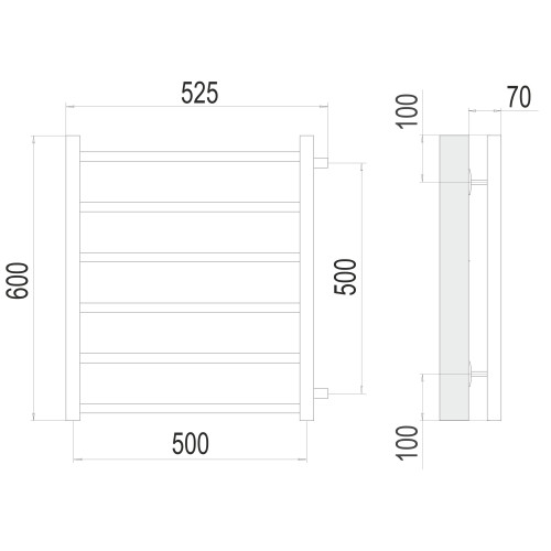 Полотенцесушитель TERMINUS Эконом Вега П6 500х600 бп500 NEW