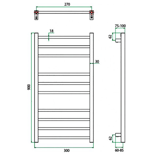Полотенцесушитель ГРОТА ECOCLASSIK 30/90