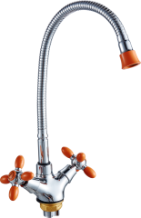 52052-S Смес. 2-ух руч. для кухни с гиб. из.(оранж.) HANSEN  (10/1шт)