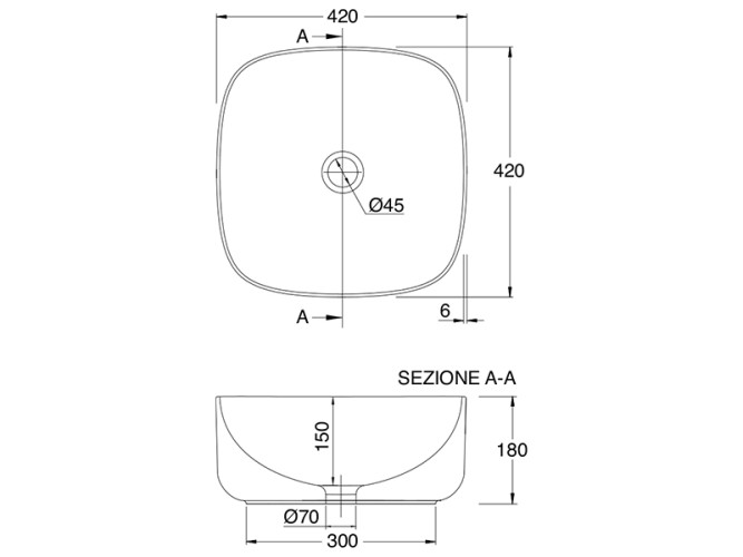 Раковина накладная Scarabeo MOON 5501/SENT