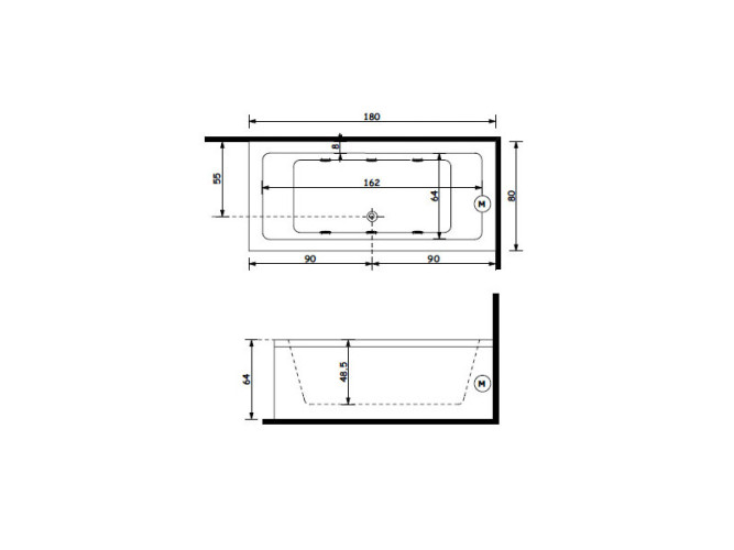 Ванна белая TREESSE QUADRA V078E/V078F/V078LS/078CU
