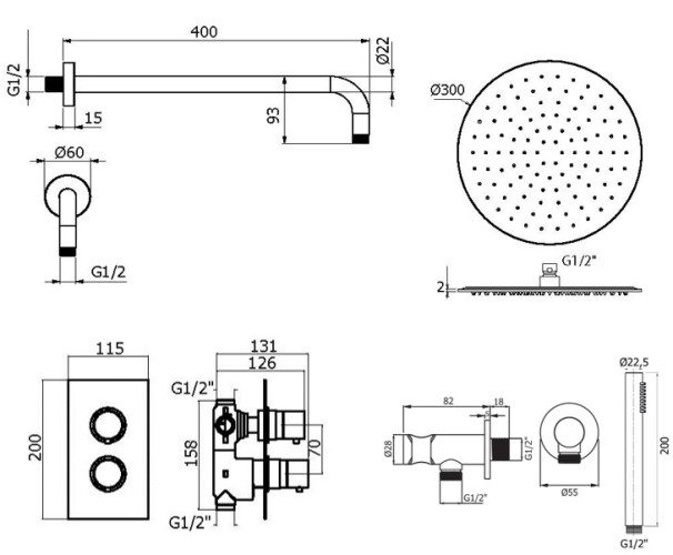 Комплект для душа Plumberia Selection IXO KITXOT18QBOKING