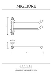 Полотенцедержатель двойной поворотный L37 см, бронза/Swarovski Migliore Amerida