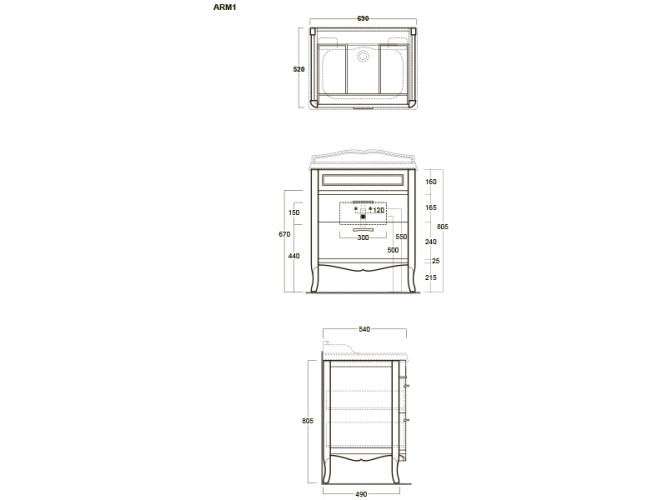 Тумба напольная под раковину SIMAS ARCADE ARM1 bianco