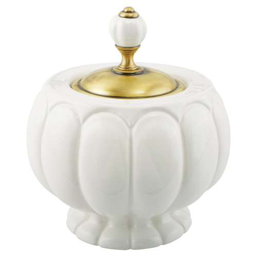 Баночка H12xD16 см, керамика белая, бронза Migliore Olivia