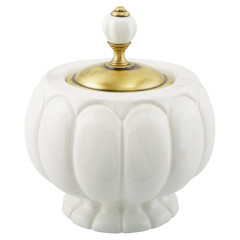 Баночка H12xD16 см, керамика белая, бронза Migliore Olivia