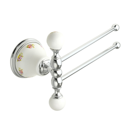 Полотенцедержатель двойной поворотный L20 cм, керамика с декором/хром Migliore Provance