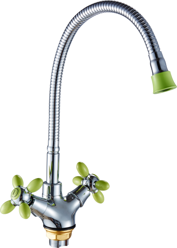 52052-T Смес. 2-ух руч. для кухни с гиб. из.(зел.) HANSEN (10/1шт)