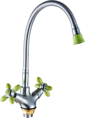 52052-T Смес. 2-ух руч. для кухни с гиб. из.(зел.) HANSEN  (10/1шт)