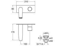Внешняя часть настенного смесителя для раковины CRISTINA RUBINETTO RU25613