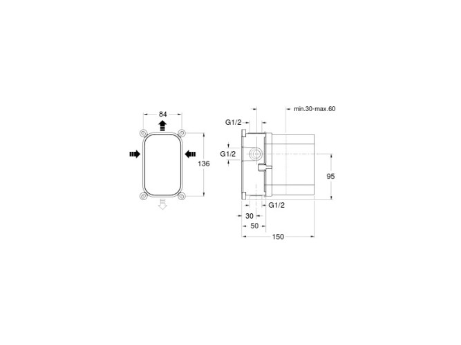 Встраиваемая часть для смесителя CRISTINA System CS43551