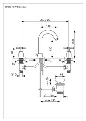 Emmevi Spirit New, двухвентильный смеситель для раковины на 3 отверстия с донным клапаном, цвет золото