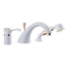 Emmevi Tiffany, комплект смесителя на борт ванны на 3 отверстия с ручным душем, цвет хром-золото