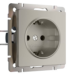 Розетка с заземлением и шторками (дымчатый) W1271104