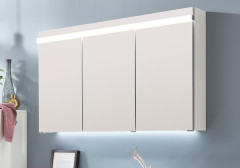 Puris Ace, зеркальный шкаф (3 двери) с LED подсветкой 1200 мм, цвет белый высокоглянцевый