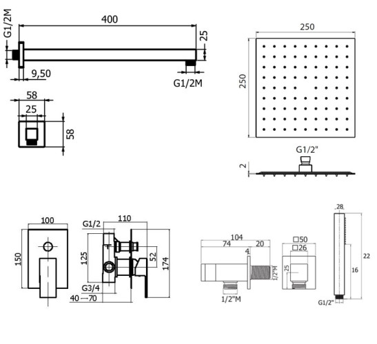 Комплект для душа Plumberia Selection TAG KITTG15CR