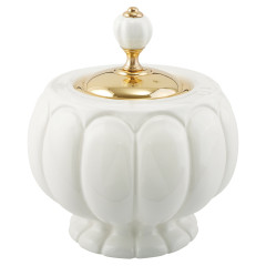 Баночка H12xD16 см, керамика белая, золото Migliore Olivia