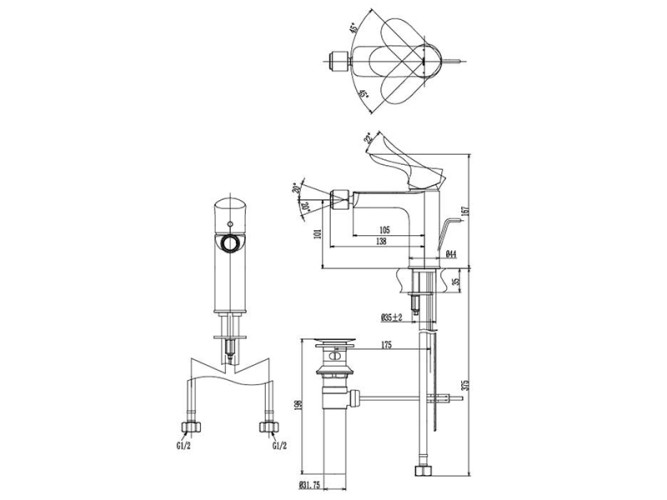 Смеситель для биде TOTO GO TRG01301R