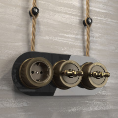 Переключатель/выключатель одноклавишный (бронзовый) Ретро W5712012