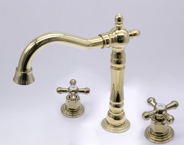 370112-E Смеситель на борт раков. ЗОЛОТО  (3 отв.) ViEiR (10/1шт)