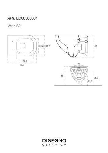 Disegno ceramica Loom, подвесной безобод.унитаз, c крепежом, 52,5x37 см, цвет beaver