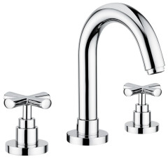 Emmevi Spirit New, двухвентильный смеситель для раковины на 3 отверстия с донным клапаном, цвет хром