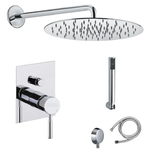 Fiore Xenon, душевой комплект на 2 потребителя: с круглым верхним душем 30 см и кронштейном 35 см, цвет хром
