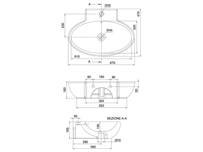 Раковина накладная или подвесная Scarabeo PLANET 8109