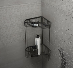 Gedy, решётка угловая 2-х уровневая, высота 32,5 см, цвет черный матовый