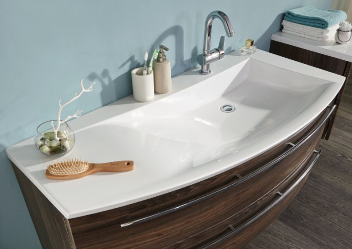 Puris Crescendo, тумба под раковину 1200 мм левая, цвет серый структурный