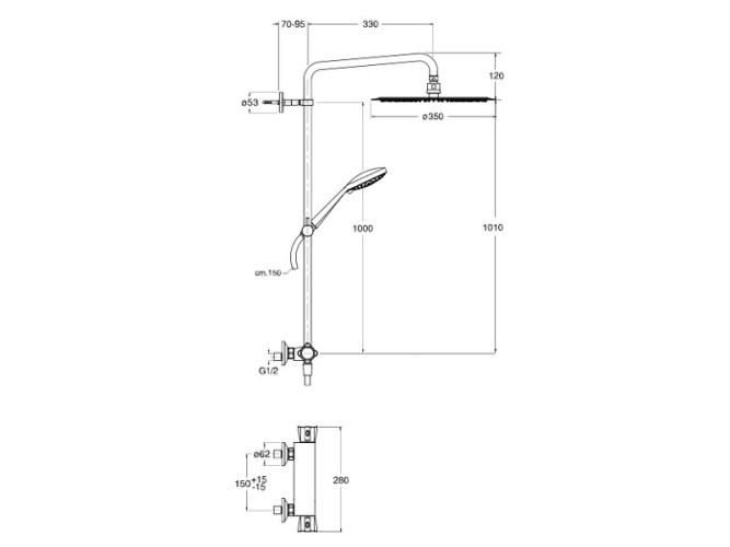Душевая стойка с термостатическим смесителем CRISTINA THETA V TE49651