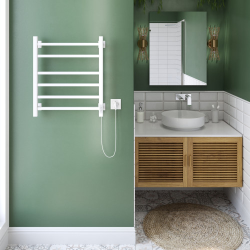 Полотенцесушитель Электрич.кабельный Ника STEP-2 60/50 RAL9016 белый матовый правый тэн