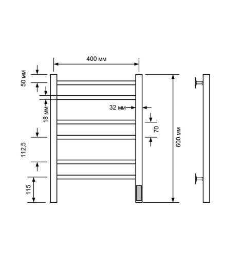 Полотенцесушитель электрический с/т Comfysan Noumi EC-6 60/40, белый