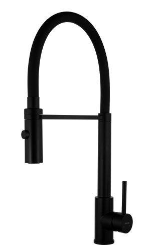 54304-CC Смес. из НЕРЖ. для кух. (ЧЕРНЫЙ с гиб. чер. изл.) HANSEN  (20/1шт)