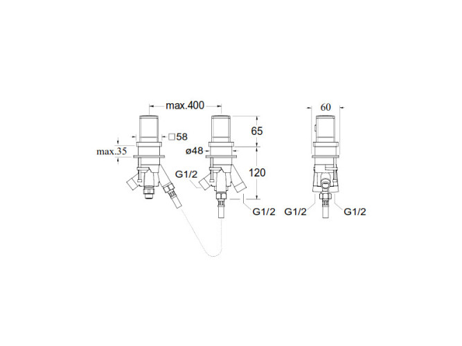 Смеситель на борт ванны термостатический CRISTINA QUADRI S XQ14275