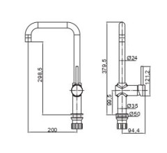 AQG METROPOL F, смеситель для кухни с загнутым,круглым поворотным изливом цвет, хром