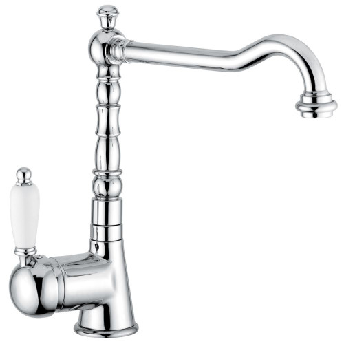 Emmevi Laguna, однорычажный кухонный смеситель с поворотным изливом (излив 22 см), без донного клапана, цвет белый гранит