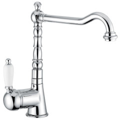 Emmevi Laguna, однорычажный кухонный смеситель с поворотным изливом (излив 22 см), без донного клапана, цвет белый гранит