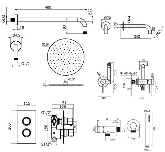 Комплект для ванны Plumberia Selection IXO KITZXOT19QCR260