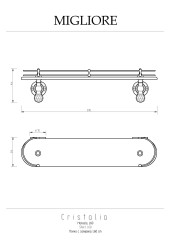 Полка c галереей L60 см, стекло/золото/Swarovski Migliore Cristalia