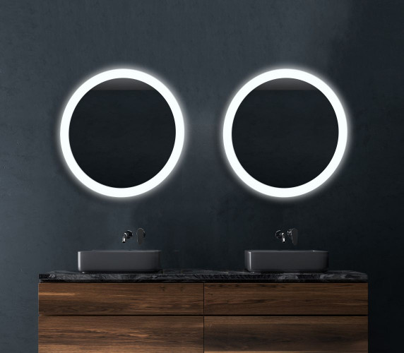 Xpertials Lumix, круглое зеркало Led 90 см: датчик подсветки с диммером и датчик антизапотевания