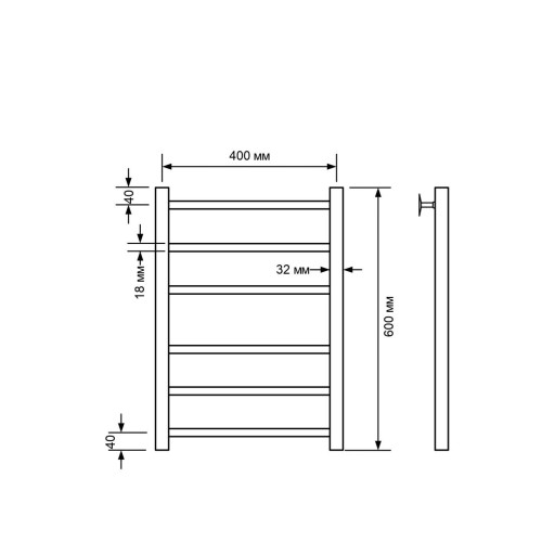 Полотенцесушитель водяной Comfysan Noumi W-6 60/40, хром