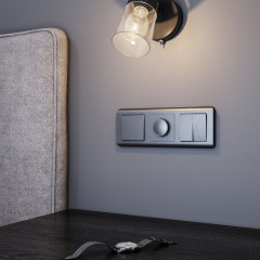 Выключатель двухклавишный проходной (графит рифленый) W1122004